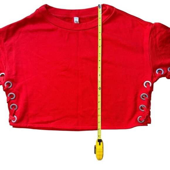 Alo Yoga Suspension Cropped Pullover Sweatshirt Cherry Pop Size Small - Picture 3 of 6